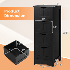 4-Drawer Freestanding Floor Cabinet with Anti-Toppling Device-Black view 5