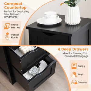 4-Drawer Freestanding Floor Cabinet with Anti-Toppling Device-Black view 8
