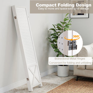 4-Panel Pegboard Room Divider 67 Inches Tall Foldable Privacy Screen view 9