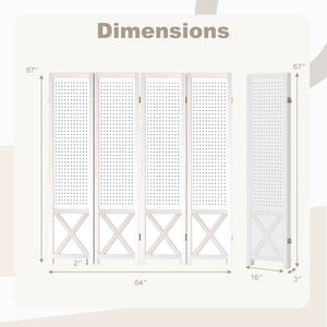 4-Panel Pegboard Room Divider 67 Inches Tall Foldable Privacy Screen view 5