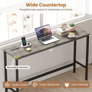 4 Pieces Counter Height Bar Table with Power Outlet with 3 Padded Stools-Gray view 7