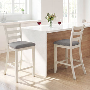 4 Pieces Counter Height Chairs with Fabric Seat and Rubber Wood Legs-Beige view 2
