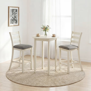 4 Pieces Counter Height Chairs with Fabric Seat and Rubber Wood Legs-Beige view 3