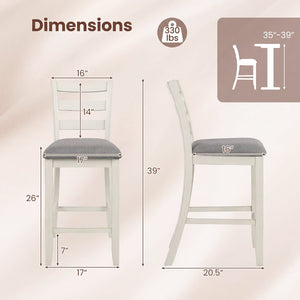 4 Pieces Counter Height Chairs with Fabric Seat and Rubber Wood Legs-Beige view 4