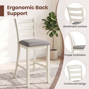 4 Pieces Counter Height Chairs with Fabric Seat and Rubber Wood Legs-Beige view 7