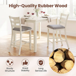 4 Pieces Counter Height Chairs with Fabric Seat and Rubber Wood Legs-Beige view 9