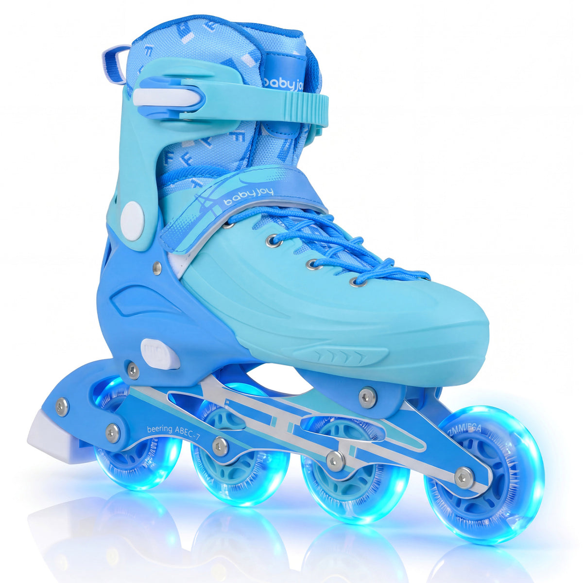 4-Size Adjustable Light-Up Kids Inline Skates for Kids Ages 9-14-Blue view 4