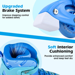 4-Size Adjustable Light-Up Kids Inline Skates for Kids Ages 9-14-Blue view 8
