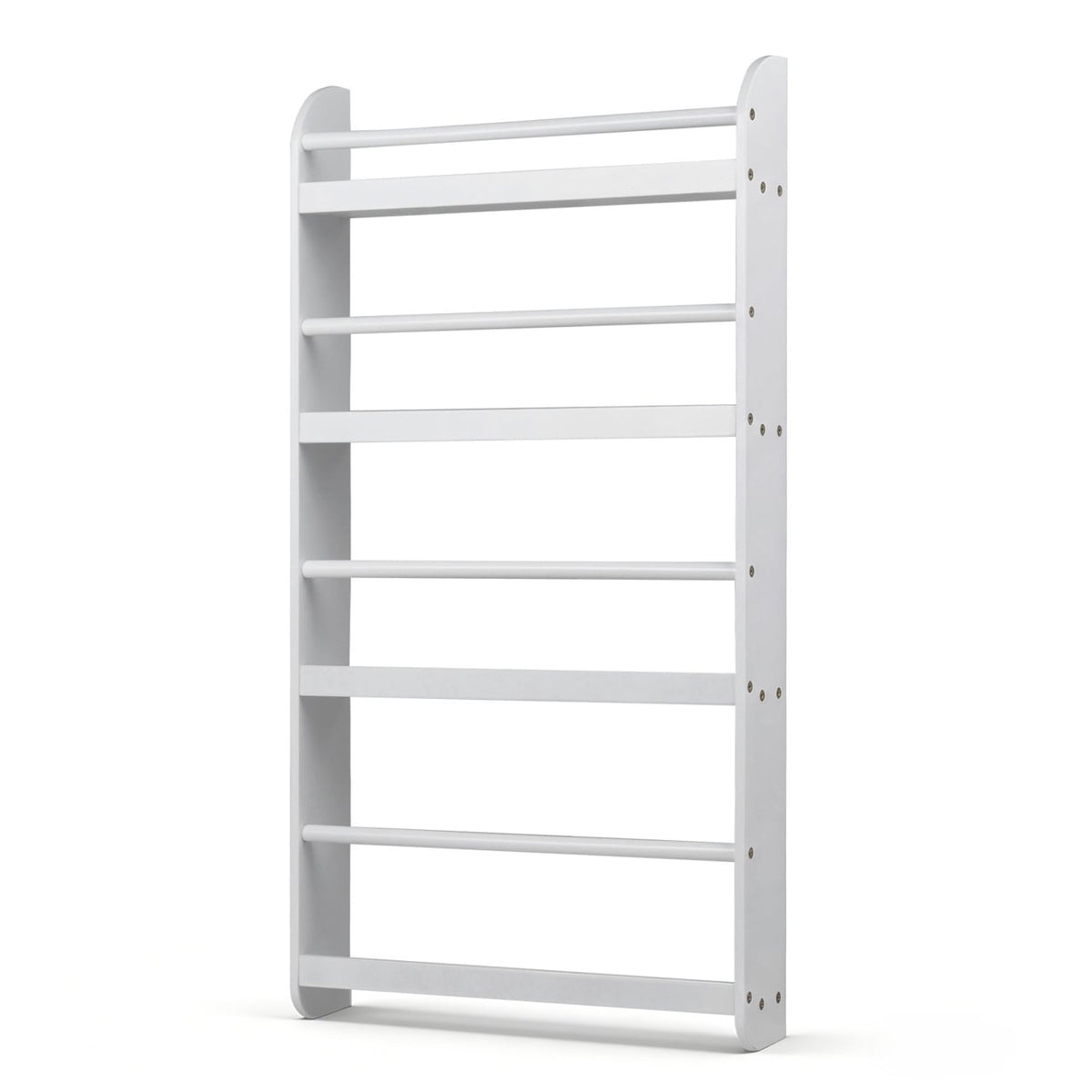 4-Tier Bookshelf Organizer for Toys and Books with Basswood Crossbar-White
