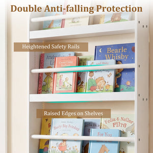 4-Tier Bookshelf Organizer for Toys and Books with Basswood Crossbar-White view 9
