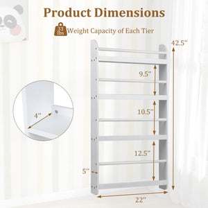 4-Tier Bookshelf Organizer for Toys and Books with Basswood Crossbar-White view 5
