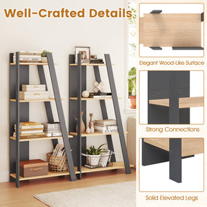 4-Tier Modern Bookshelf Wooden Vertical Display Book Shelf for Small Space-Oak view 9