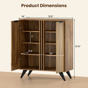 4-Tier Modern Freestanding Hidden Shoe Cabinet with 2 Doors-Natural view 5