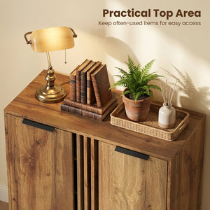 4-Tier Modern Freestanding Hidden Shoe Cabinet with 2 Doors-Natural view 7
