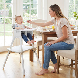 4-in-1 Baby Convertible Toddler Table Chair Set with PU Cushion-Cream view 2