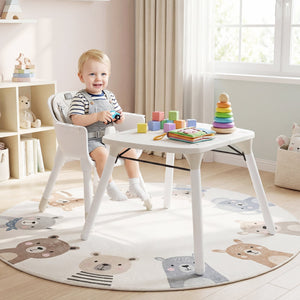 4-in-1 Baby Convertible Toddler Table Chair Set with PU Cushion-Cream view 3