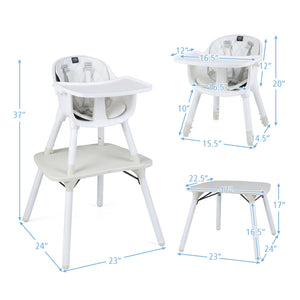 4-in-1 Baby Convertible Toddler Table Chair Set with PU Cushion-Cream view 4