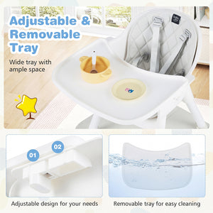 4-in-1 Baby Convertible Toddler Table Chair Set with PU Cushion-Cream view 6