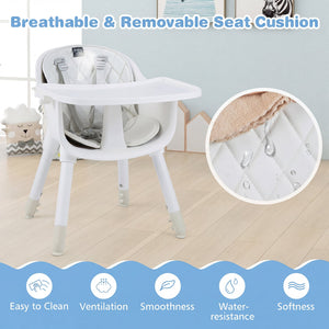 4-in-1 Baby Convertible Toddler Table Chair Set with PU Cushion-Cream view 7