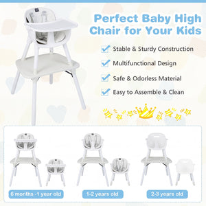 4-in-1 Baby Convertible Toddler Table Chair Set with PU Cushion-Cream view 8