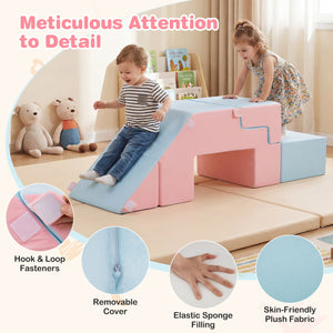 4-in-1 Foam Climbing Blocks Toddler Indoor Climb with Slide-Pink view 8