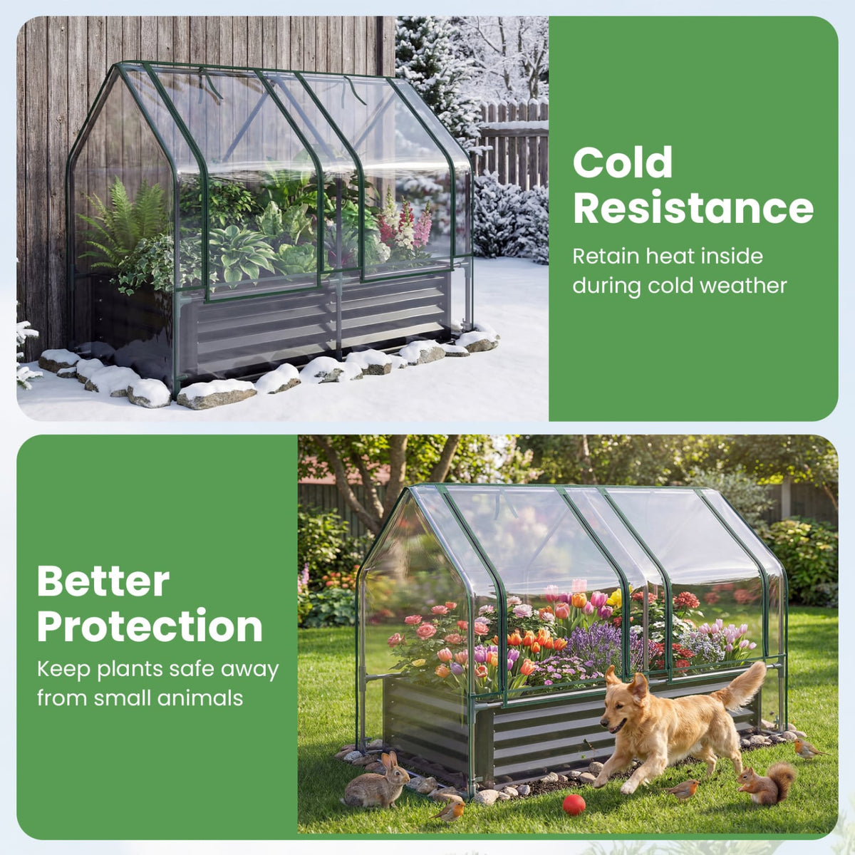 4 x 2 x 3 Feet Small Galvanized Raised Garden Bed with Greenhouse Cover-Black view 5
