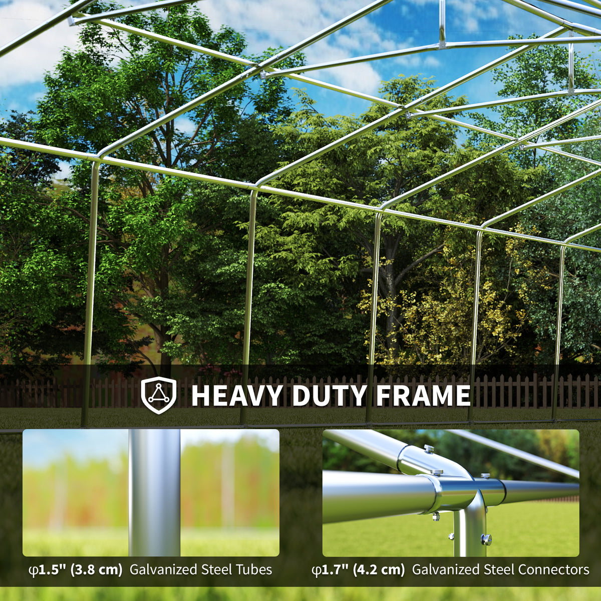 16'x32' Heavy Duty Large Party Tent & Carport with Removable Sidewalls, Portable Garage Canopy Tent, White – view 10
