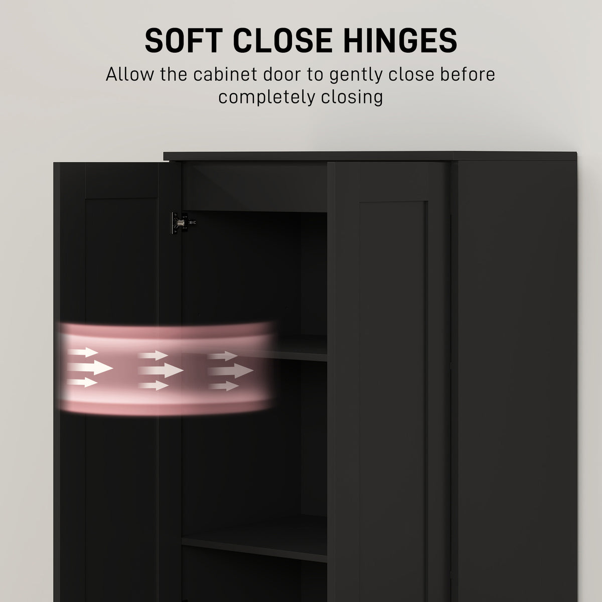 69" Tall Pantry Cabinet with Adjustable Shelves, Modern Kitchen Pantry Cabinet with Soft Close Doors, Black – view 4