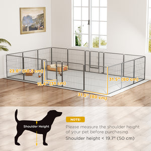 Heavy Duty Dog Playpen, 16 Panels Pet Playpen Dog Fence, Portable Puppy Exercise Pen, with 2 Doors Locking Latch, Outdoor or Indoor Use 23.5" Height