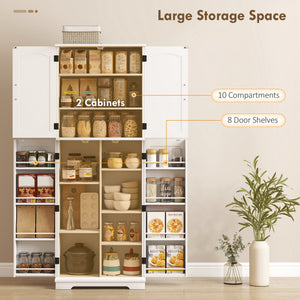 Tall Pantry Cabinet, 64" Storage Cabinet with Adjustable Shelves and 8 Door Spice Racks for Kitchen – view 10