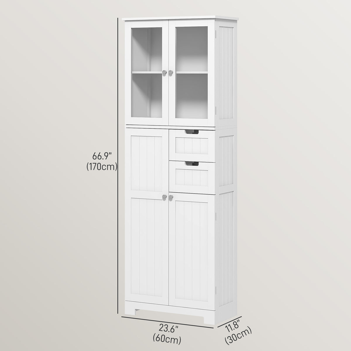 Floor Bathroom Storage Cabinet, Tall Bathroom Cabinet with Adjustable Shelves, for Kitchen, Living Room, White