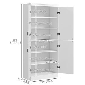 70" 4-Door Storage Cabinet, Freestanding Pantry Cabinet with Adjustable Shelves for Living Room, Natural – view 9