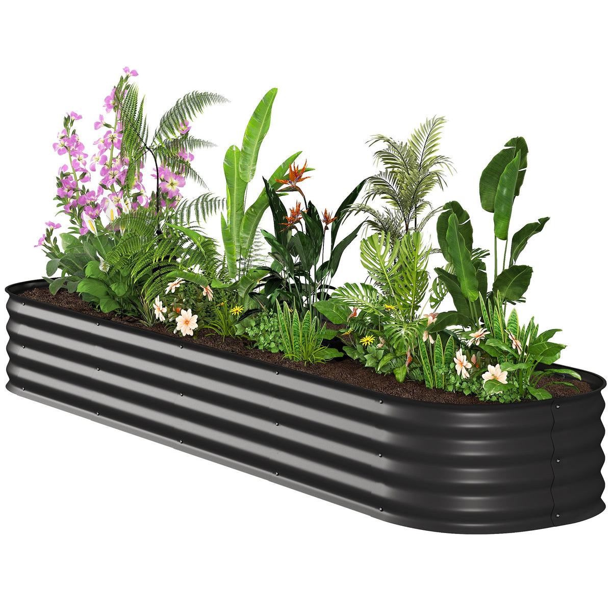 4.9 x 2 x 1ft Galvanized Raised Garden Bed Kit, Metal Planter Box with Safety Edging, Black – view 36