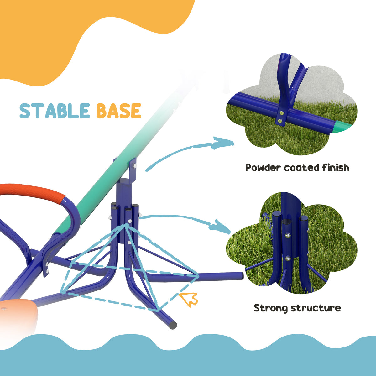 Kids Seesaw Swivel with 360 Degrees Rotating, Outdoor Playground Equipment for Backyard, Playground, Multicoloured