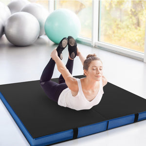 4ft x 4ft x 4in Bi-Folding Gymnastic Tumbling Mat with Handles and Cover-Black view 3