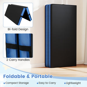4ft x 4ft x 4in Bi-Folding Gymnastic Tumbling Mat with Handles and Cover-Black view 8