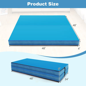 4ft x 4ft x 4in Bi-Folding Gymnastic Tumbling Mat with Handles and Cover-Blue view 4