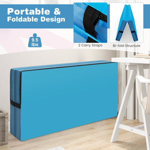 4ft x 4ft x 4in Bi-Folding Gymnastic Tumbling Mat with Handles and Cover-Blue view 8