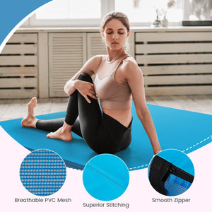4ft x 4ft x 4in Bi-Folding Gymnastic Tumbling Mat with Handles and Cover-Blue view 9