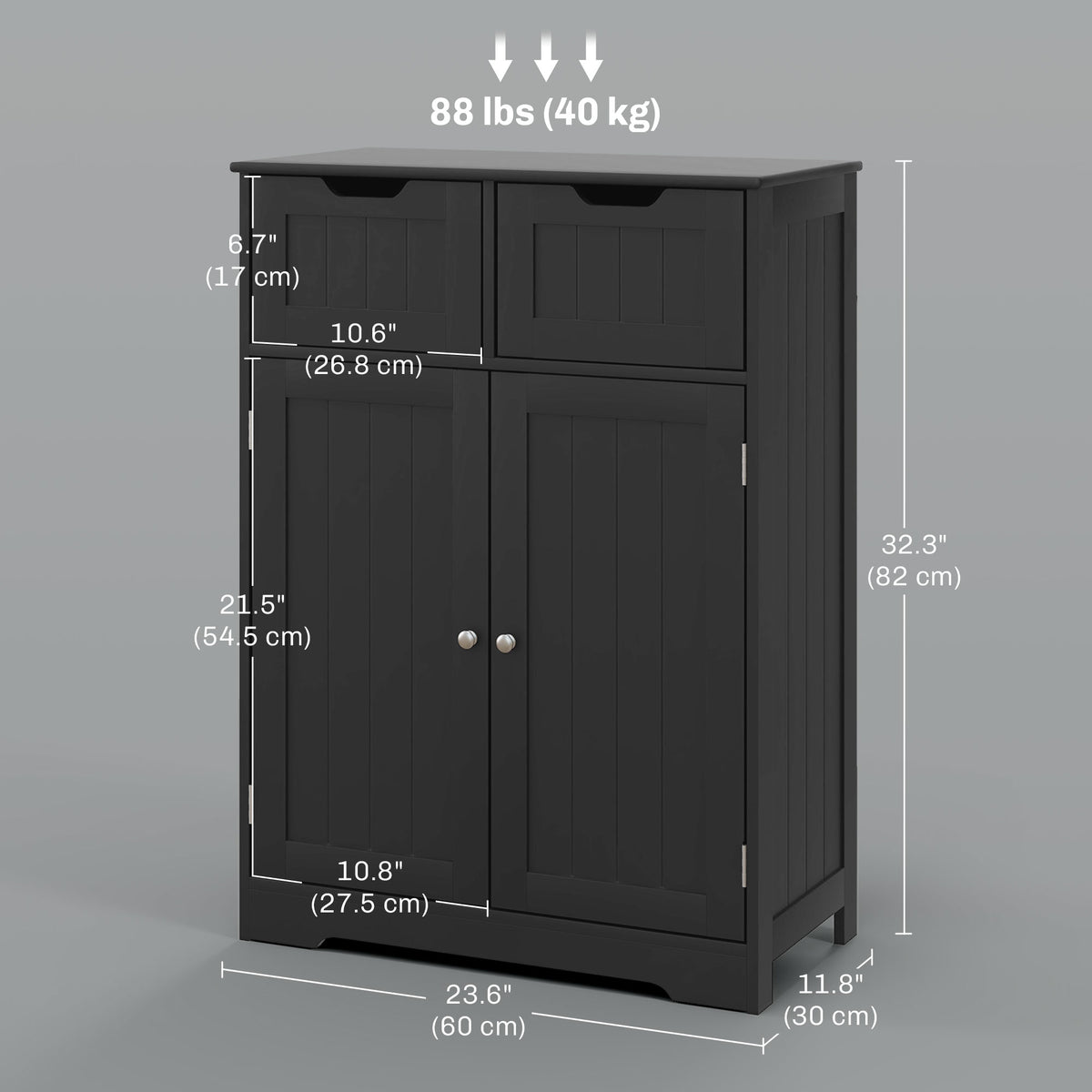 Bathroom Cabinet, Bathroom Storage Cabinet with 2 Drawers, Adjustable Shelf for Living Room, Entryway, White – view 9