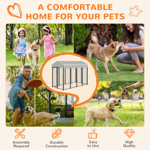 Outdoor Dog Kennel with Waterproof UV-Resistant Cover, 8 x 4 x 6 ft