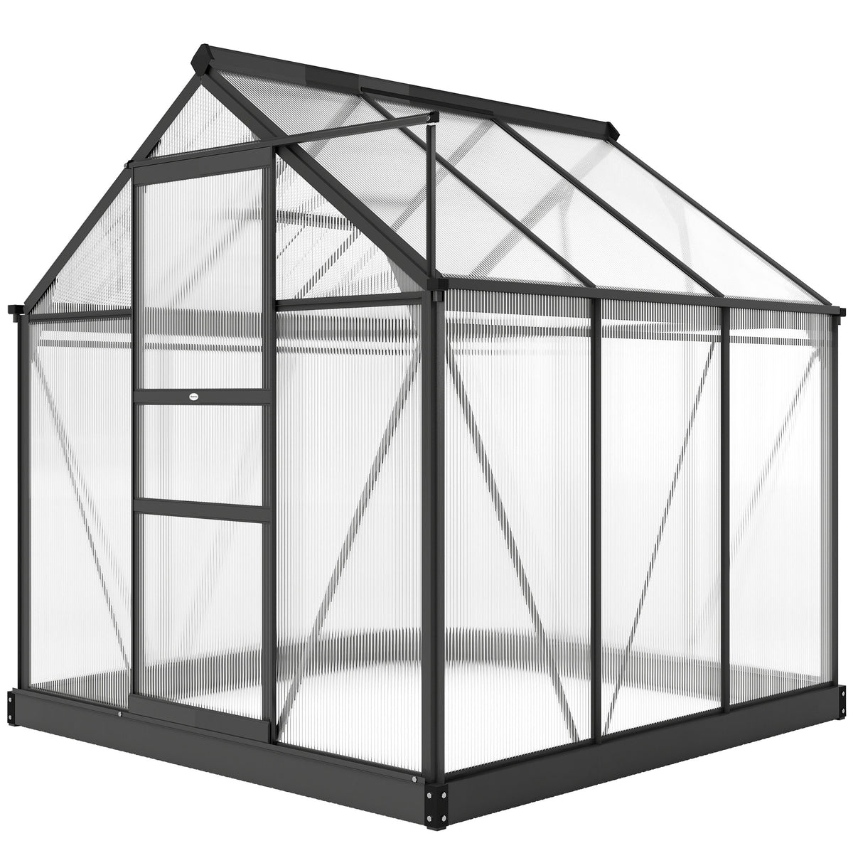 Greenhouse Garden, Green House, Outdoor Greenhouse Kit, PC Board with Sliding Door, 6.2' x 6.3' x 6.6', Grey
