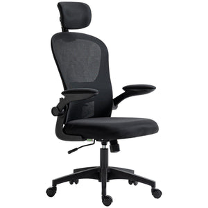 Office Chair, Mesh Computer Desk Chair with Adjustable Headrest, 4D Lumbar Support, Flip-up Arm, Grey – view 22