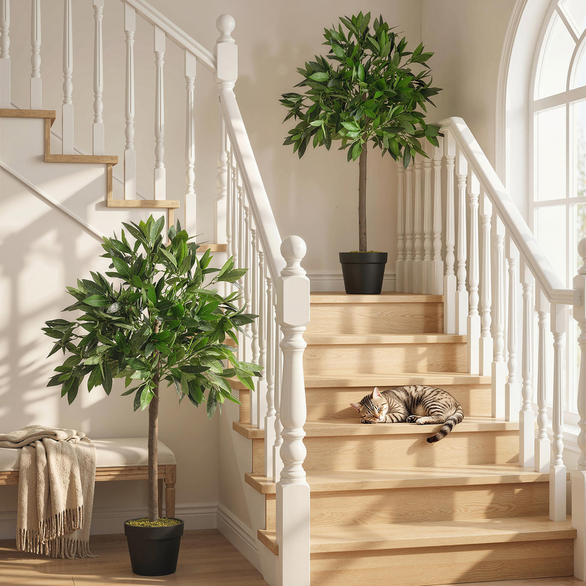 4FT Artificial Laurel Tree Set of 2, Lifelike Fake Plant with 564 Leaves – view 14