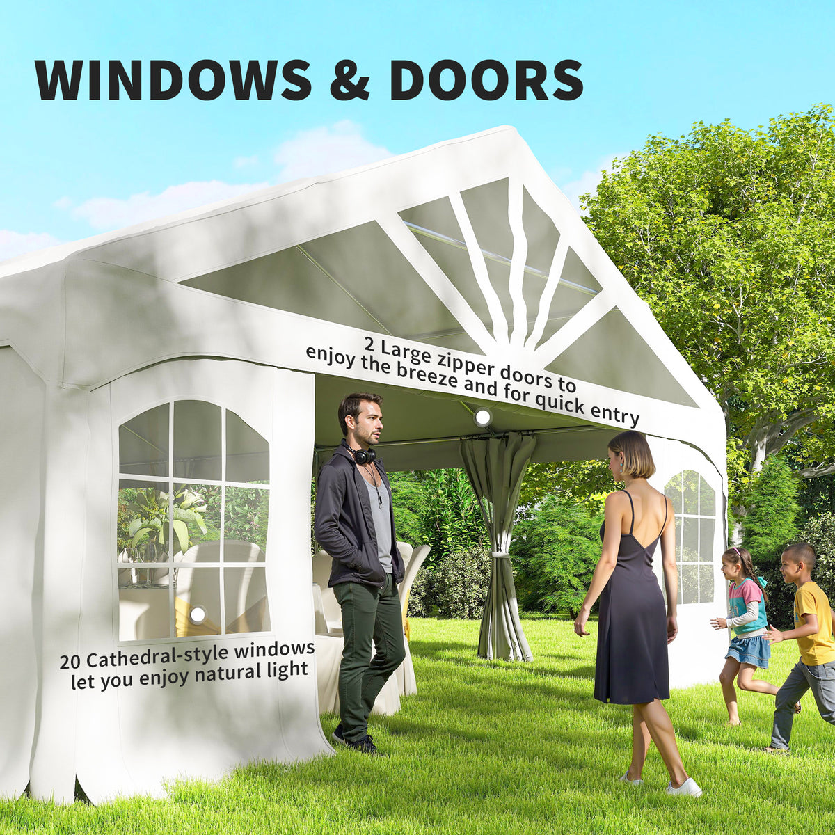 Heavy Duty Party Tent, 20' x 40' Large Sun Shade Canopy Tent for Parties, Wedding, Events, BBQ Grill, White
