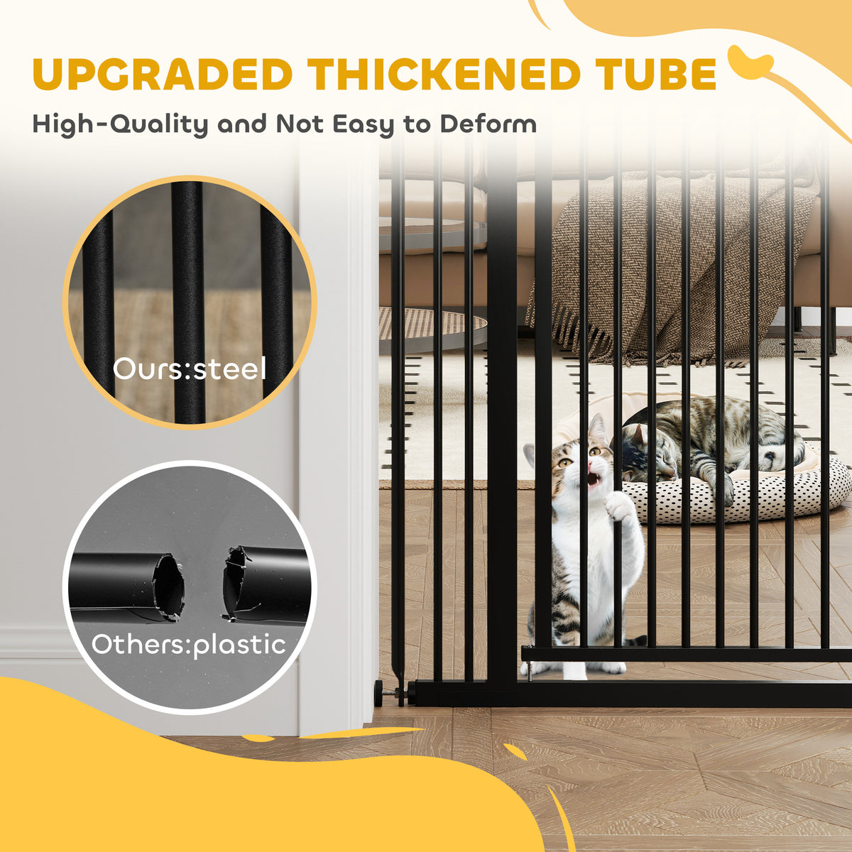 59" Extra Tall Cat Gate, 30"-41" Pet Gate with 2.8" and 5.5" Extensions, for Doorway, Hallway, Stairway – view 4