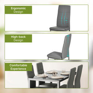 5-Piece Rectangular Glass Kitchen Table and Chairs with Metal Frame and Faux Leather Upholstery for Dining – view 15