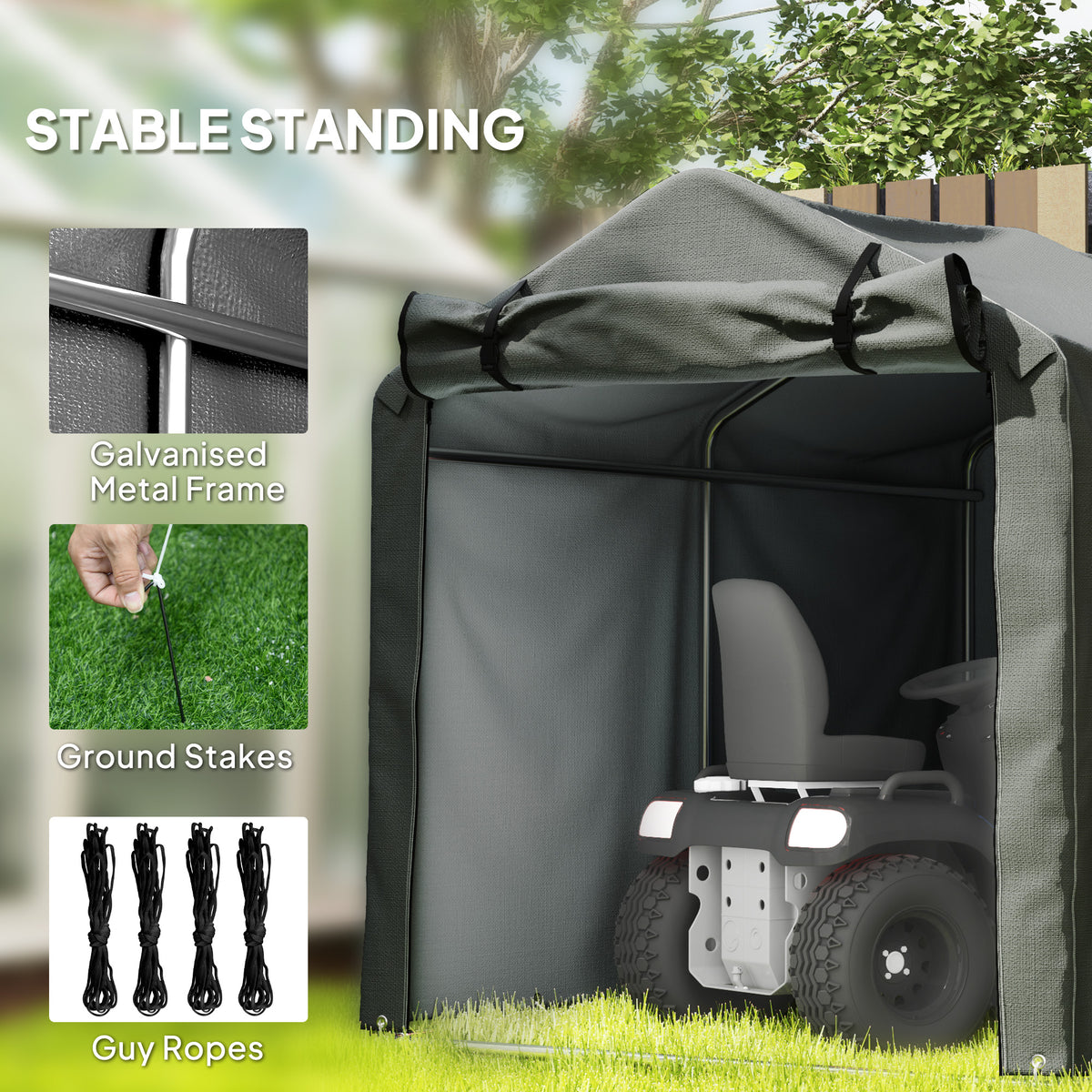 Outdoor Storage Shed, UV Resistant Bike Tent with Roll-up Zipper Door, Portable Shed for Bike, Motorcycle – view 11