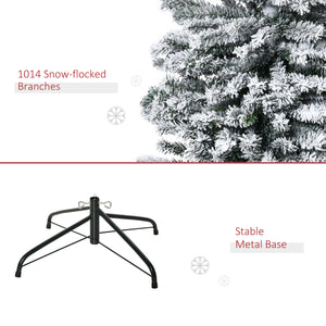 6ft Flocked Christmas Tree, Pencil Christmas Tree with Realistic Branch Tips, Folding Metal Stand, Green – view 48