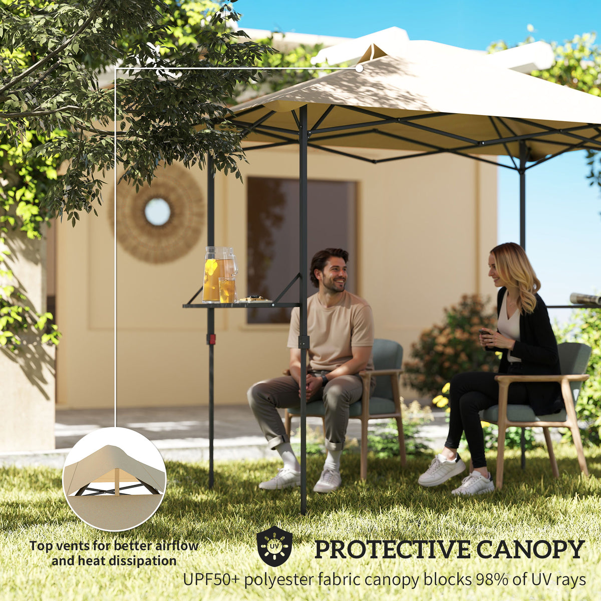 5 x 8.5 ft Pop Up Grill Gazebo with 2 Shelves, UPF 50+ Outdoor Instant Canopy Portable Shelter with Carry – view 11